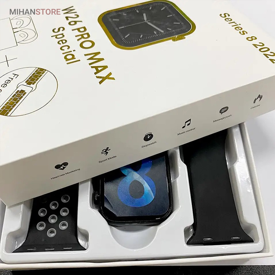 ساعت هوشمند و هندزفری بلوتوث W26 Pro Max - تصویر 6